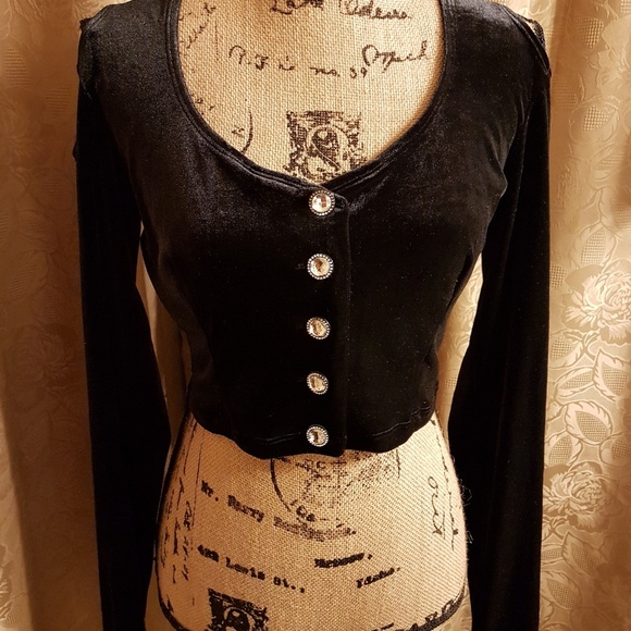 MOSS by Mossini Tops - MOSS by Mossini Cold Shoulder Velvet Blouse